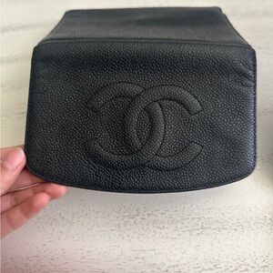 CHANEL Textured Black Leather Clutch